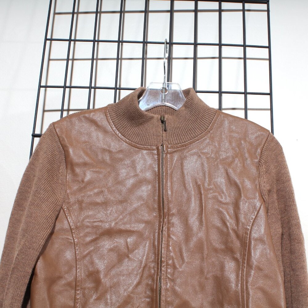 Womens Pendleton Jacket Size M Brown Leather & Me… - image 3